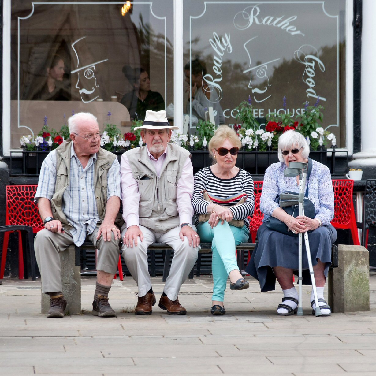 people on a bench