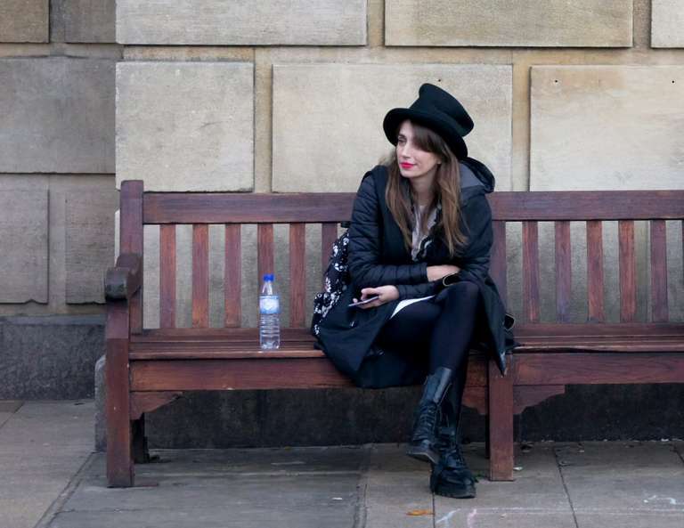 woman on bench